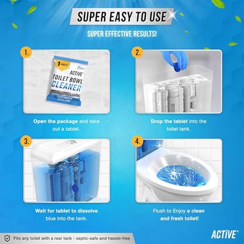 ACTIVE Automatic Toilet Cleaner Tablets - 12 Pack Septic Safe Heavy Duty