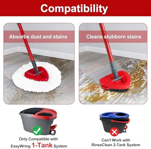 DLAIMI Mop Handle Replacement with Scrubber Brush and Base