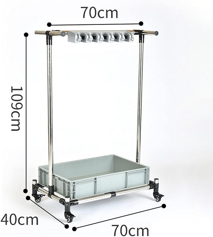 Broom and Mop Holder with 5 Tows and 6 Hooks