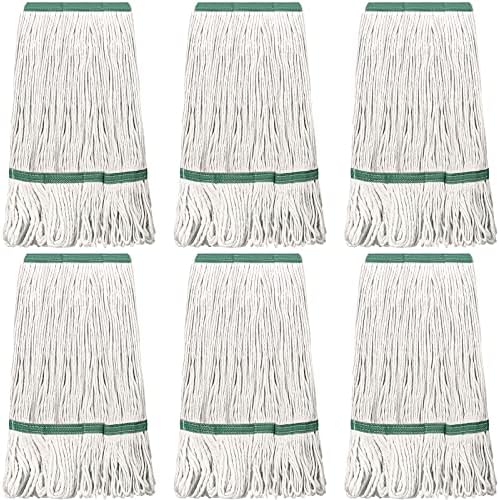 6 Pack Cotton String Mop Heads Heavy Duty Commercial Replacement
