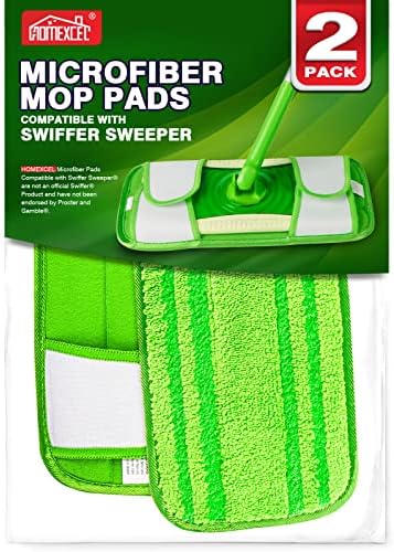 HOMEXCEL Microfiber Mop Pads - Swiffer Compatible Pack of 2