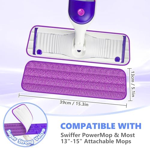 TRAV-ROUND Reusable Mop Pads 5 Pack Purple 153 x 51 inch