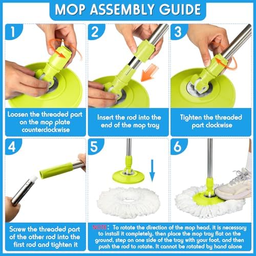 Rtteri Spin Mop Handle Replacement Green
