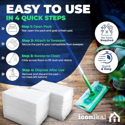 Iconikal Dry Mop Pad Refills 90-Pack for Swiffer