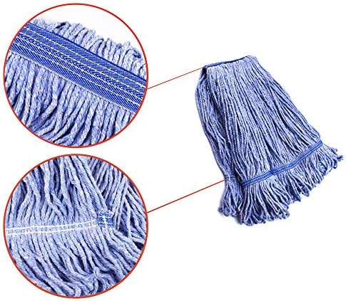 NIUBEE Heavy Duty Commercial Mop Head Replacement - 450g Blue Cotton Looped End