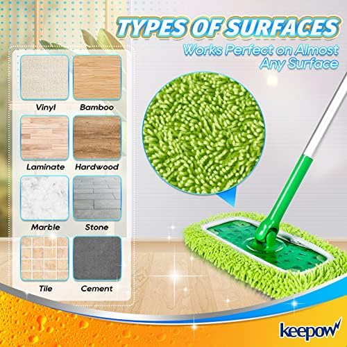 KEEPOW Reusable Mop Pads 4 Pack for Swiffer Sweeper