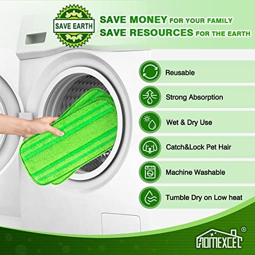HOMEXCEL Microfiber Mop Pads - Swiffer Compatible Pack of 2