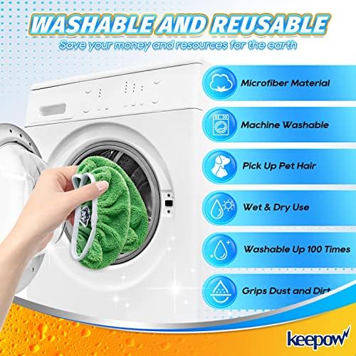 KEEPOW Reusable Microfiber Mop Pads for Swiffer 2 Pack