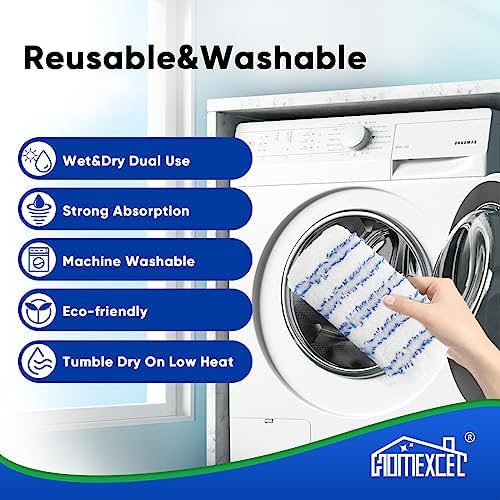 HOMEXCEL Reusable Microfiber Mop Pads 2 Pack