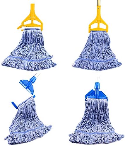 NIUBEE Heavy Duty Commercial Mop Head Replacement - 450g Blue Cotton Looped End