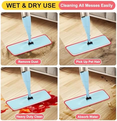 ZIYUNBIXI 165 Inch Reusable Microfiber Mop Pads 6 Pack