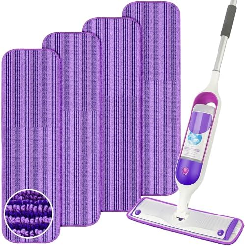 ENSPOWAY Reusable Mop Pads 4 Pack Microfiber for Swiffer Power Mop