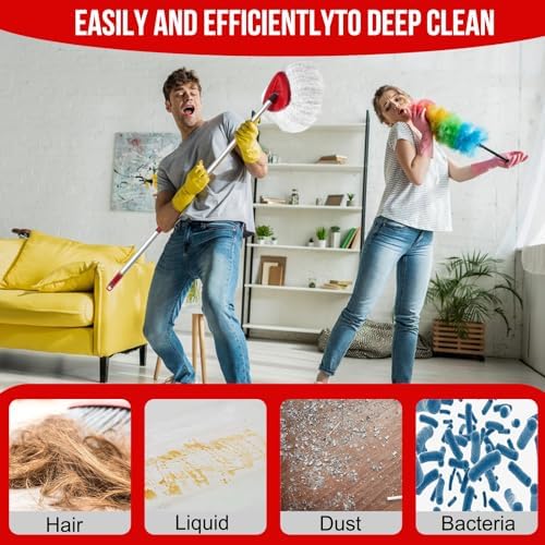Spin Mop Replacement Head Set with Adjustable Handle and Base