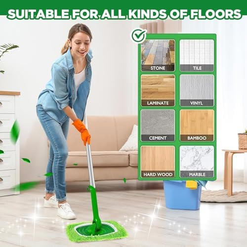 Febsow Reusable Microfiber Mop Pads 4PCS Replacement for Swiffer Sweeper