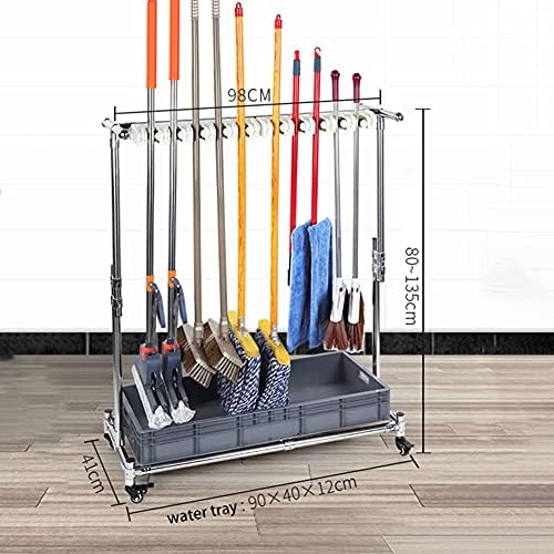 Stainless Steel Broom Mop Holder with 24 Hooks
