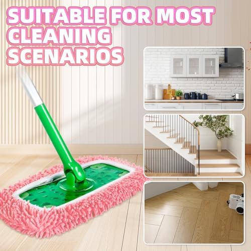 4 Pack Reusable Mop Pads for Swiffer Sweeper Pink