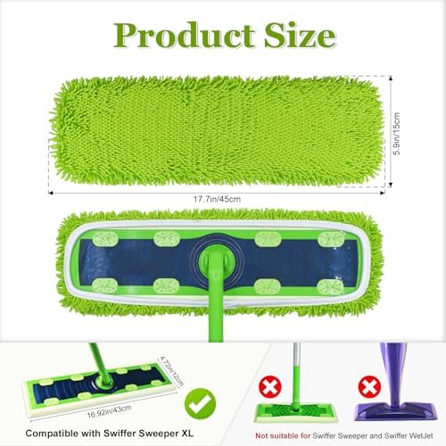 DLAIMI XL Mop Pads for Swiffer XL 4 Pack Reusable Microfiber
