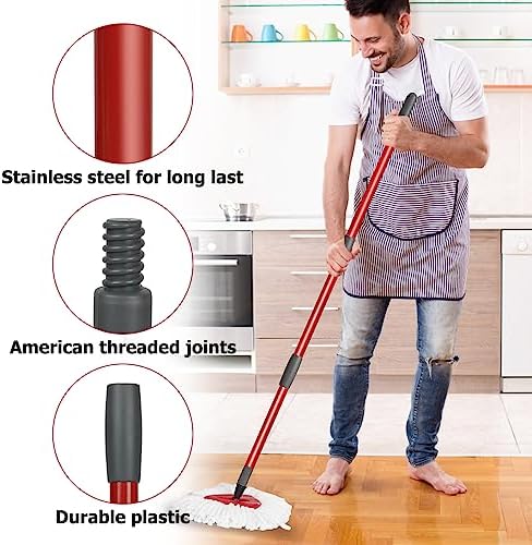 Qulable Spin Mop Replacement Handle - 4-Section Adjustable 30 to 58 Mop Stick