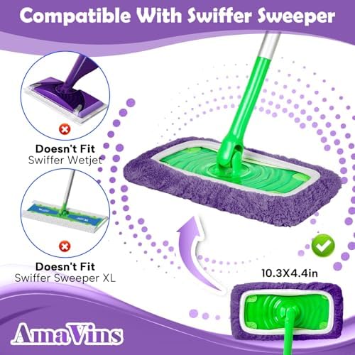 AmaVins 5 Pack Reusable Microfiber Mop Pads for Swiffer Sweeper