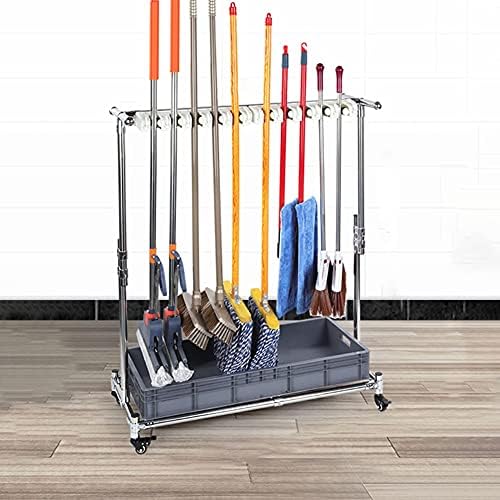 Stainless Steel Broom Mop Holder with 24 Hooks