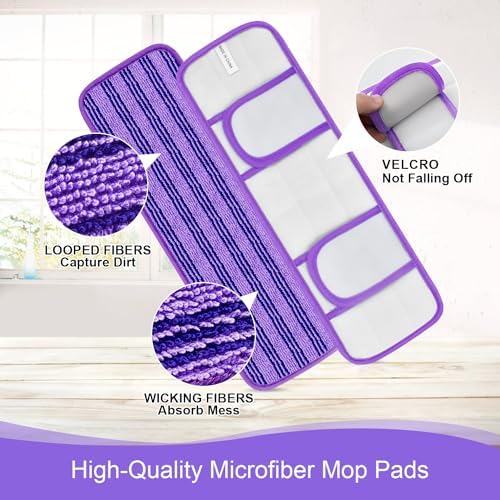 4 Pack Reusable Swiffer PowerMop Pads with Cationic Material 1