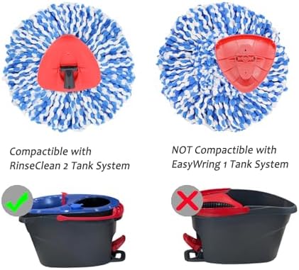4 Pack Spin Mop Refills Microfiber Replacement Heads for 2-Tank System