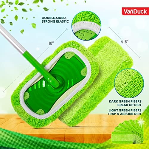 VanDuck Reusable Mop Pads for Swiffer Sweeper 2-Pack - Washable Microfiber