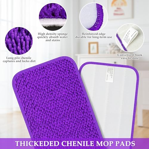 PAPCLEAN Microfiber Mop Pads Refill - 6 Pcs Reusable for Swiffer PowerMop
