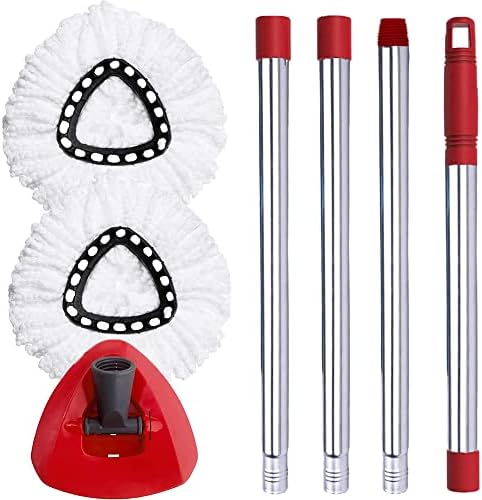 ANREKEYH Spin Mop Head Set - 2 Refills 30-58in Handle Triangle Base