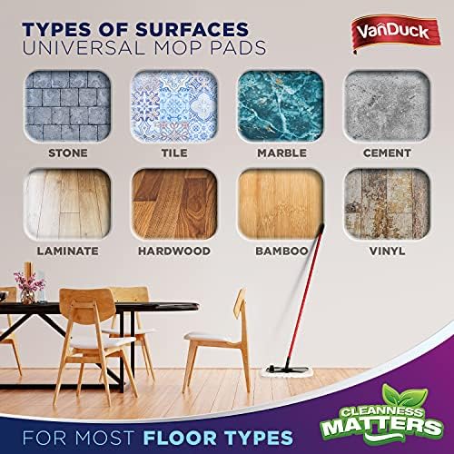 VanDuck 100 Cotton Terry Mop Pads 3-Pack 8x15 Inches