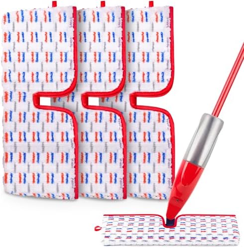 ILAVCOOL Microfiber Mop Pads 3 Pack - Reusable Wet Dry Dual-Sided