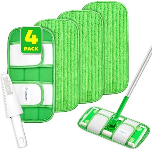 Befanty 4 Pack Reusable Microfiber Mop Pads - 10 to 12