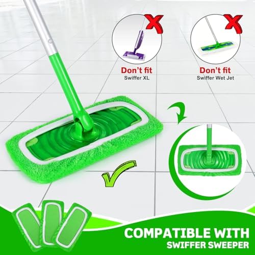 ZHAYAO Reusable Microfiber Mop Pads 3 Pack for Swiffer Sweeper