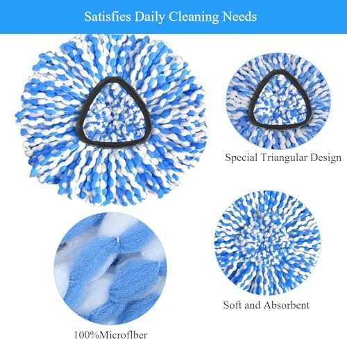 5 Pack Microfiber Mop Head Replacements for RinseClea Spin Mop