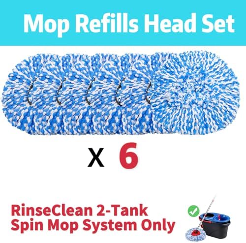 6 Pack Spin Mop Heads Replacement for O ceda RinseClean 2