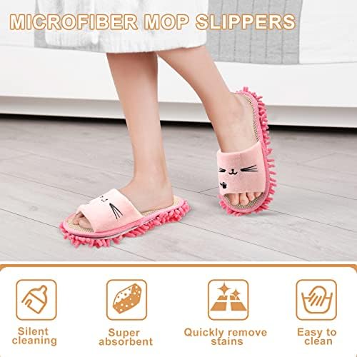 Wesiti 4 Pairs Microfiber Mop Slippers for Women 1