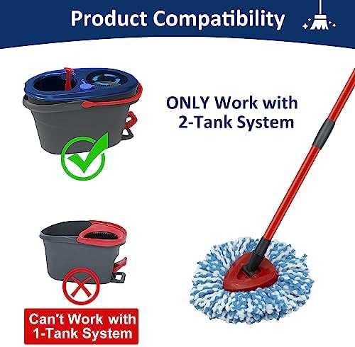 GFRED 2 Pack Spin Mop Head Set with Base and Handles