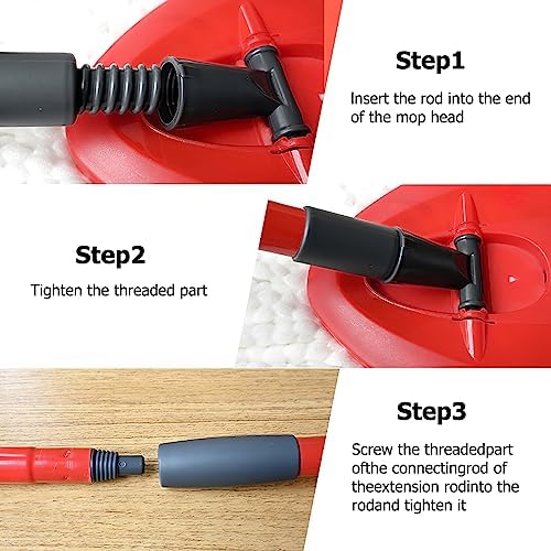 Qulable Spin Mop Replacement Handle - 4-Section Adjustable 30 to 58 Mop Stick