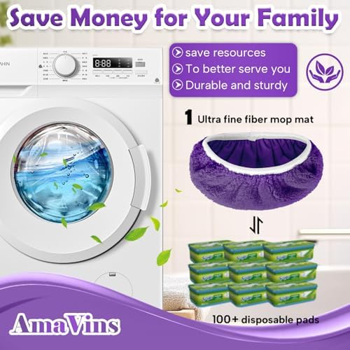 AmaVins 5 Pack Reusable Microfiber Mop Pads for Swiffer Sweeper