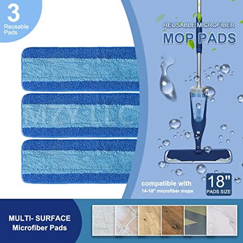 3 Pack Microfiber Mop Pads Compatible with Bona 18 Inch