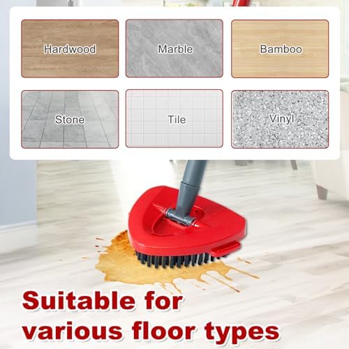 DLAIMI Mop Handle Replacement with Scrubber Brush and Base