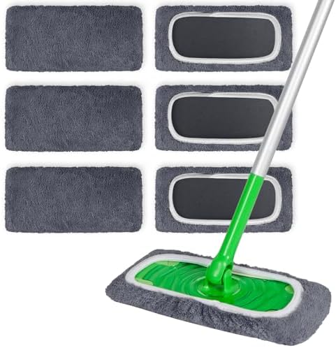 INFICRIME 6 Pack Reusable Microfiber Mop Pads