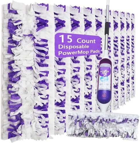 Disposable Mop Pads for Swiffer PowerMop - 15 Count Replacement Refills