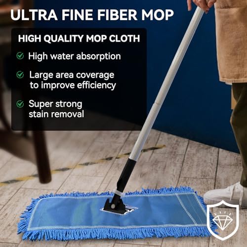 24 Inch Microfiber Dust Mop Head Replacement 3 Pack Blue
