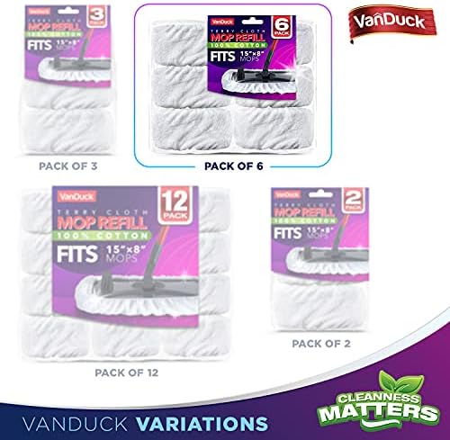 VanDuck 100 Cotton Terry Cloth Mop Pads 6-Pack