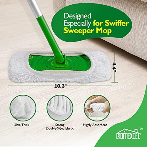 HOMEXCEL Reusable Microfiber Mop Pads Pack of 4