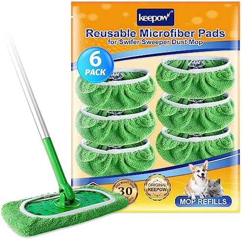 KEEPOW Reusable Mop Pads 6 Pack for Swiffer