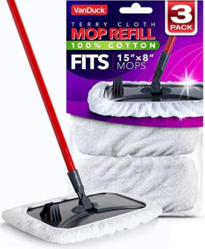 VanDuck 100 Cotton Terry Mop Pads 3-Pack 8x15 Inches