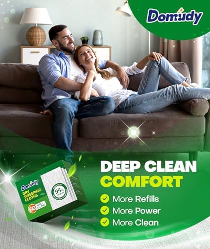 Domudy 60 Count Dry Sweeping Cloths Refills for Swiffer 1