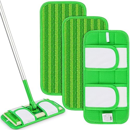PAPCLEAN Reusable Mop Pads for Swiffer - 3 Pack Green